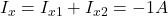  I_x=I_{x1}+I_{x2}=-1 A 