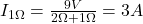  I_{1\Omega}=\frac{9V}{2\Omega +1 \Omega}=3A 