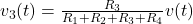  v_3(t)=\frac{R_3}{R_1 +R_2+R_3+R_4} v(t)