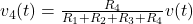  v_4(t)=\frac{R_4}{R_1 +R_2+R_3+R_4} v(t)