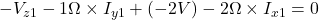  -V_{z1}-1\Omega\times I_{y1}+(-2V)-2\Omega \times I_{x1}=0 