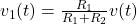  v_1(t)= \frac{R_1}{R_1 +R_2} v(t)