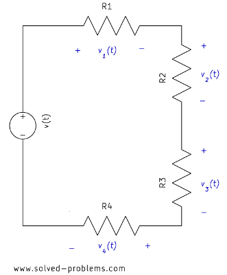 Voltage division among four resistors